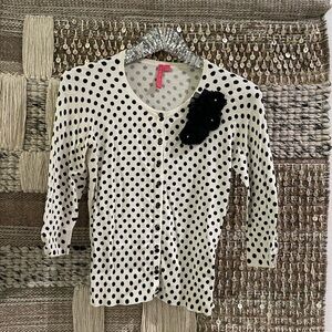🖤🤍 Charlotte Tarantola black & white polka dot cardigan sz XS
